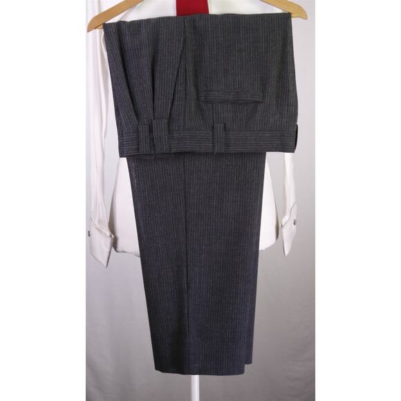Gianni Versace Vintage 90s Gray Striped Double Breasted Wool Mohair Suit 40R - Picture 11 of 11